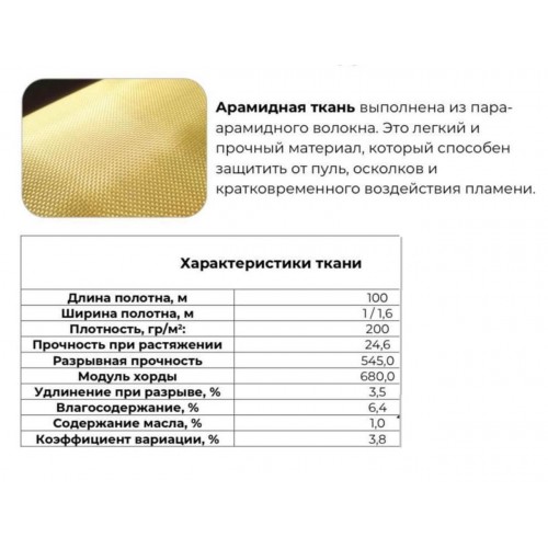 Кевлар, арамидная ткань в полотне / рулон в Смоленске