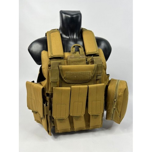 Тактический разгрузочный жилет «5 / пять карманов» с подсумками Tactical Molle Plate Carrier для съемных бронепластин в Смоленске